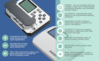 INKBIRD Wi-Fi Smart Sprinkler Controller 8-Zone Watering Irrigation Timer With Free App Monitoring Seasonal Adjustment Rain Skip
