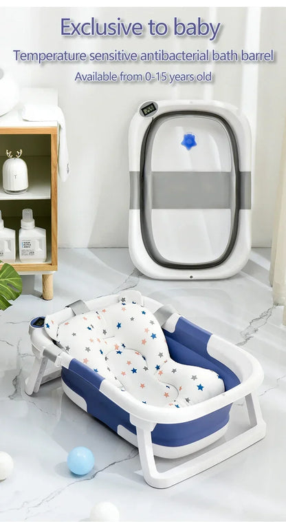 Portable Baby Bath Foldable Real-time Temperature Bathtub Suitable for Newborns 0-36 Months Baby Non-slip Bathtub