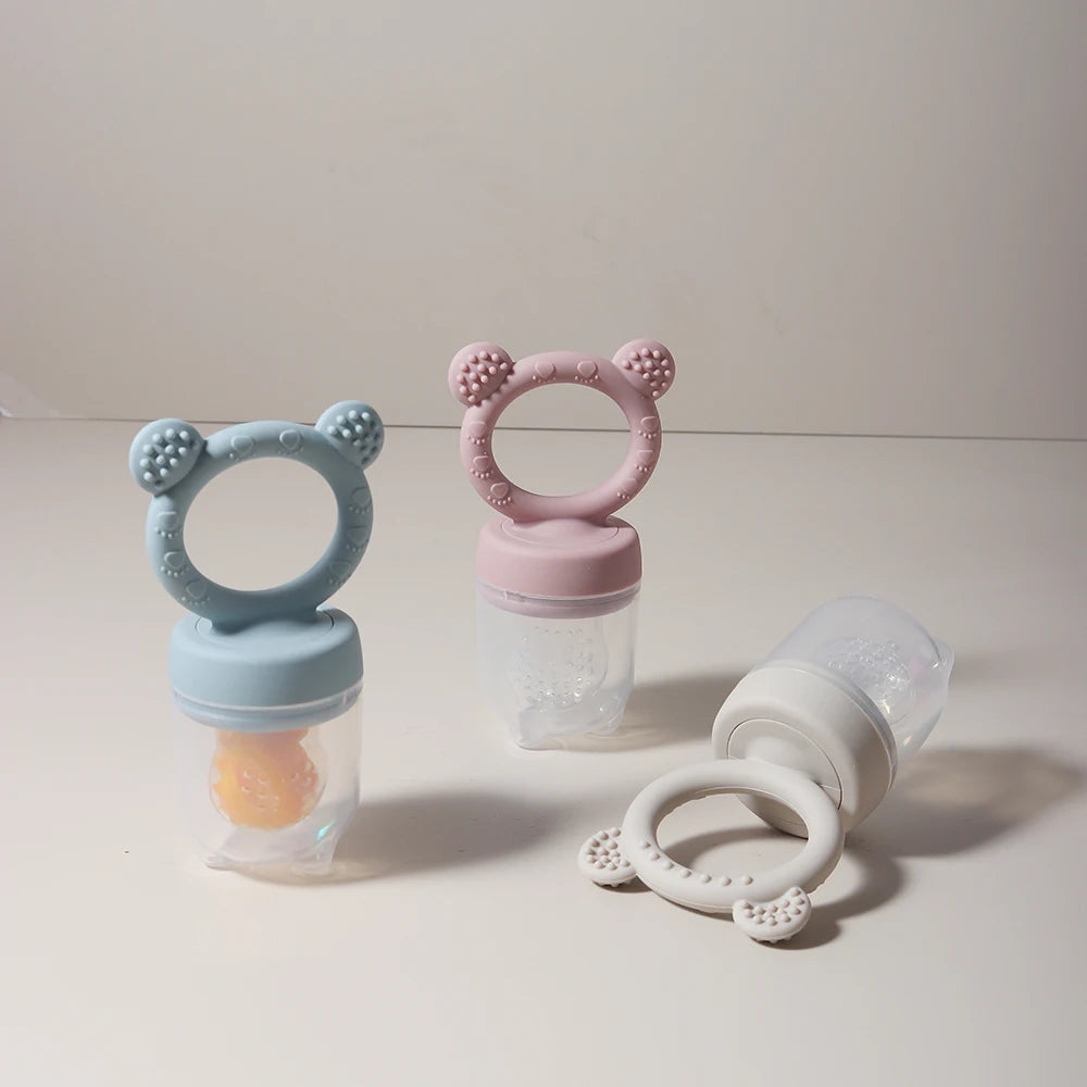 Baby Silicone Fruit Feeder – Bite & Explore Fresh Fruits cute cartoon design Chewable soft