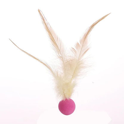Cat Interactive Ball Toys Interactive Bouncy Ball with Feathers Cat Toys for Indoor Cats and Kittens Pet Elastic Ball