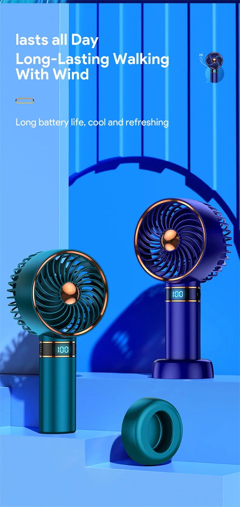 Hand Fan 2024 New Handheld Mini Fan USB 5000mAh Rechargeable Mini Portable Small Pocket Fan Data Display