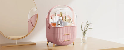 Makeup Storage Organizer with Lid Waterproof Cosmetics Skincare Organizer for Vanity Portable Cosmetics Storage Box for Girls