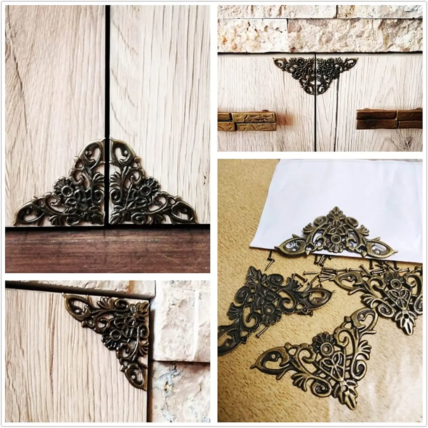 4Pcs Furniture Floral Corner Protector Guards Edge Cover Decor Jewelry Case Box Book Scrapbook Album Corner Protector with Nail
