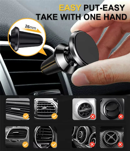 Magnetic Phone Holder Car Mount With Car Air Vent Clip Cellphone Mount Phone Bracket 360 Degree Adjustable Smart Phone Universal