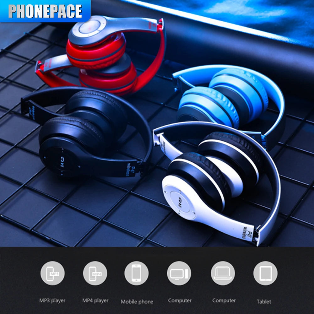 Stereo P47 Headset 5.0 Bluetooth Headset Folding Series Wireless Sports Game Headset for iPhone XiaoMi