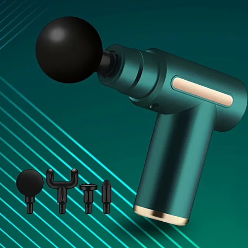 Portable Fascial Massage Gun With LED Touch Electric Percussion Pistol Massager Body Relaxation Screen Replaceable Massage Head