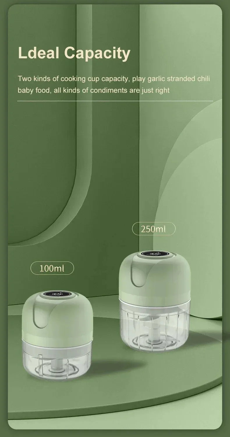 Electric Mini Garlic Chopper Portable USB Vegetable Chopper Onion Mincer Food Processor for Chili Fruit Meat Kitchen Supplies