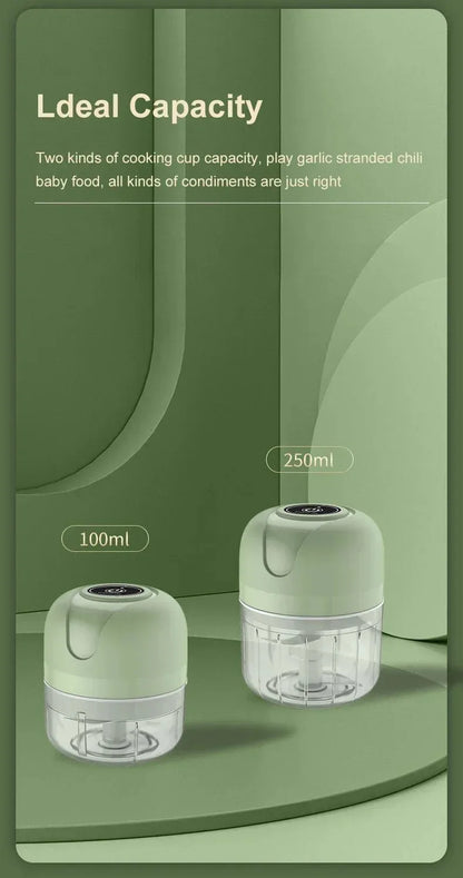 Electric Mini Garlic Chopper Portable USB Vegetable Chopper Onion Mincer Food Processor for Chili Fruit Meat Kitchen Supplies