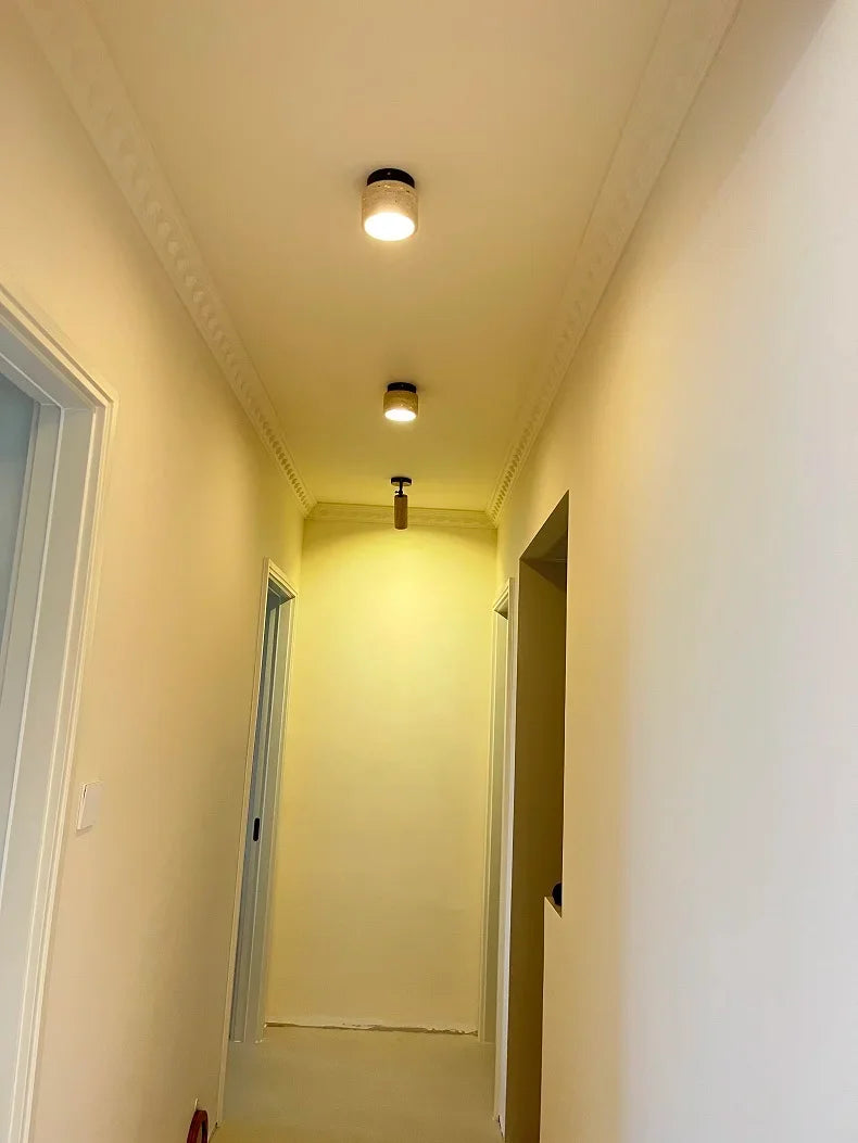 Wabi Sabi Yellow Marble Ceiling Light Lobby Entrance Corridor Balcony Restaurant Hotel Aisle Travertine Decorative Lamp