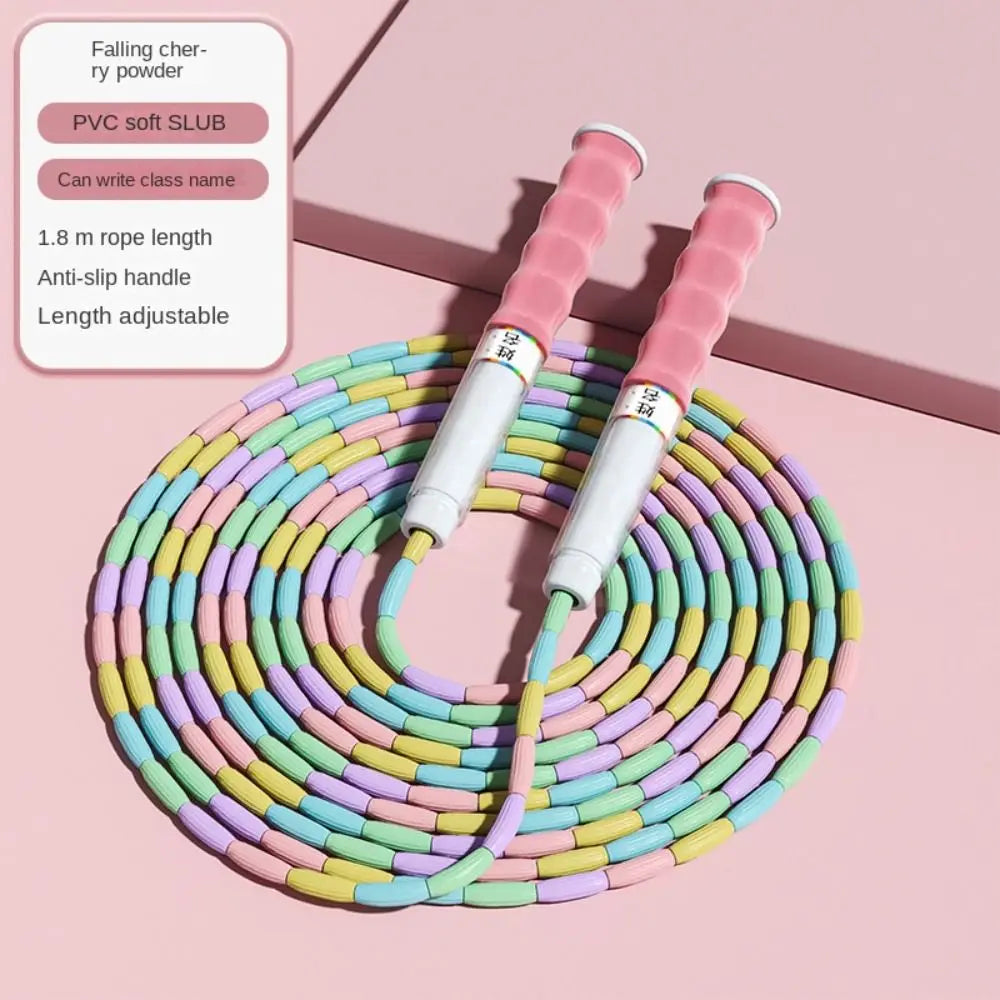 Bamboo Joint Soft Bead Skipping Rope Anti-Skid 2.8m Segmented Fitness Jump Rope Unisex Anti Slip Sports Rope Home Exercise