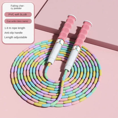 Bamboo Joint Soft Bead Skipping Rope Anti-Skid 2.8m Segmented Fitness Jump Rope Unisex Anti Slip Sports Rope Home Exercise