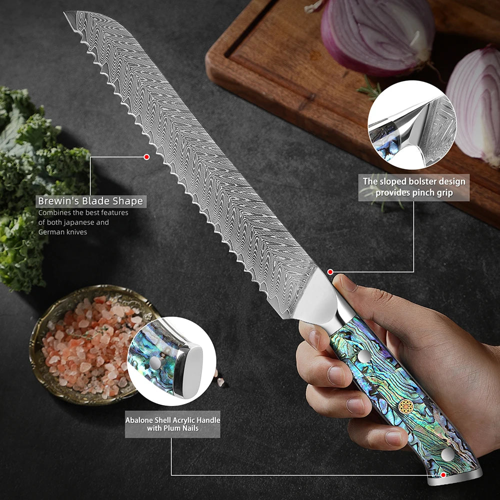 Japanese Bread Knife,8 Inch Serrated Bread Knife, Slicing Bread Knife for Cutting Homemade Sourdough Bread, Serrated Knife