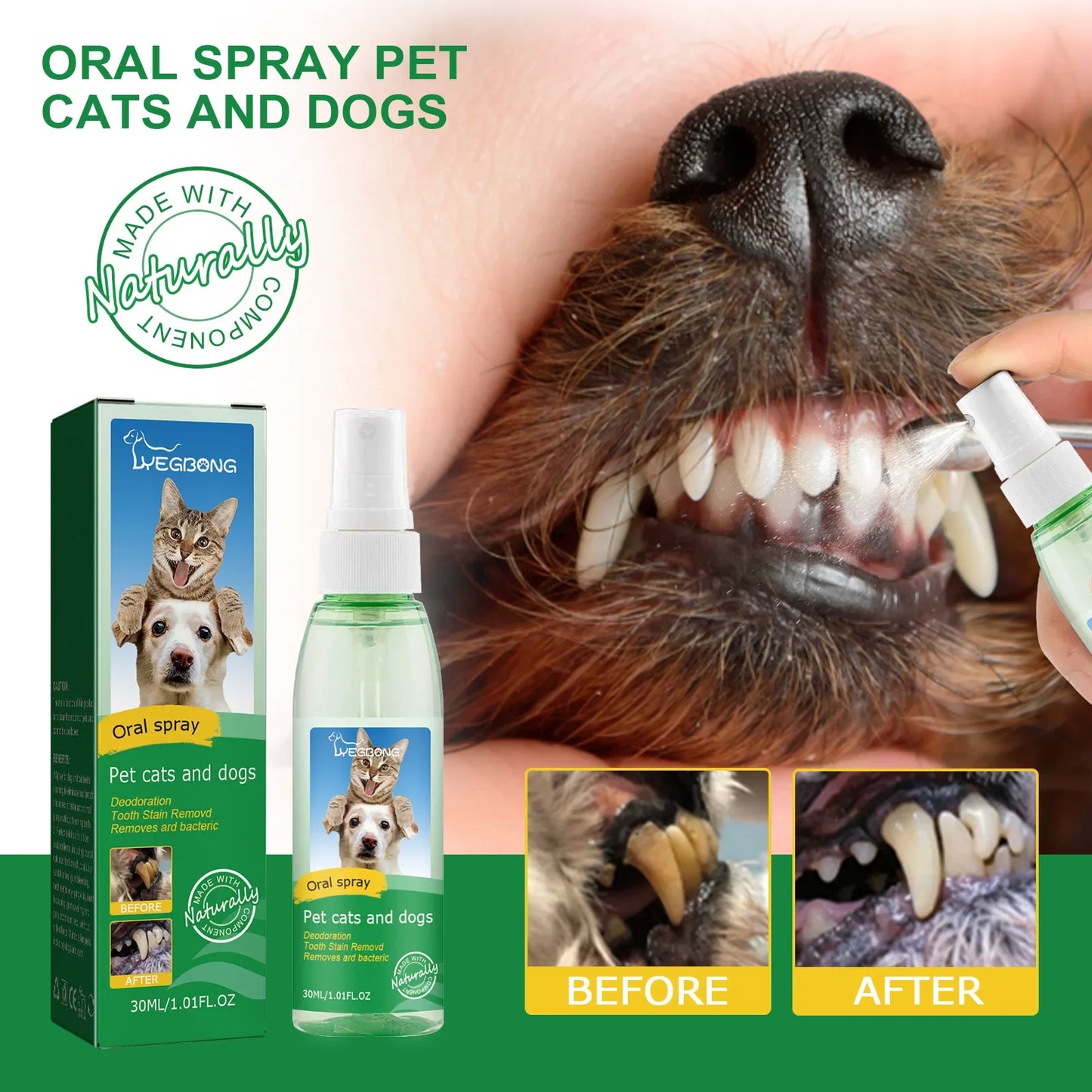 Pet Tooth Cleaning Spray Dog Mouth Fresh Teeth Clean Deodorant Oral Tartar Remover Teeth Stain Whitening Pet Oral Cleanse Liquid