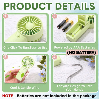 12-120PCS Portable Handheld Fan Bulk Wedding Fans for Guest Mini Handheld Fan Battery Powered Fans with Thank You Cards