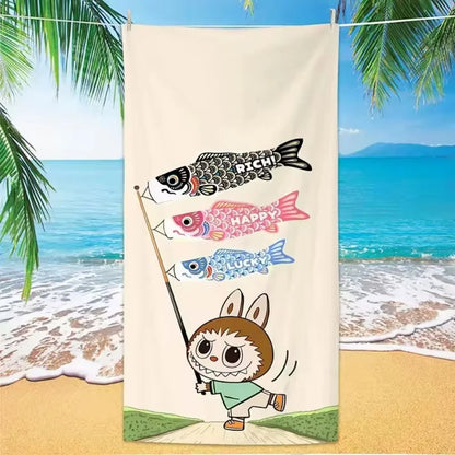 LA--B--UBU printed beach towel, fast shipping, surf pool towel, holiday birthday gift, machine washable and fade-resistant