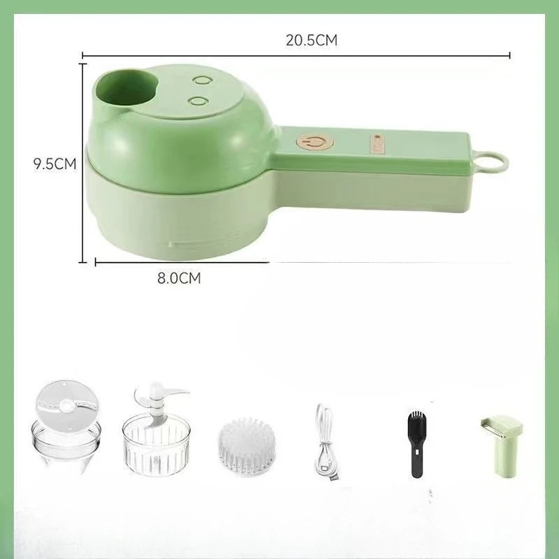 4In1 Electric Vegetable Cutter Set Handheld Wireless Electric Garlic Masher Food Chopper Meat Grinder Machine Food Peel Slice