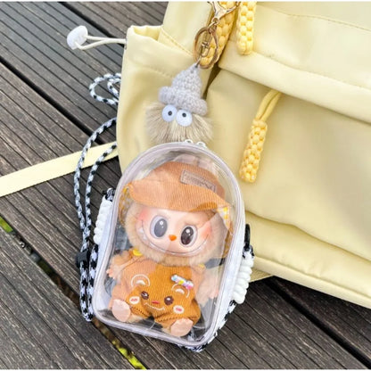 Labubu Protect Case Labubu Sitting Party 15/17cm Cotton Doll Shoulder Pain Bag PVC Storage Bag Labubu Walk Bag Dustproof