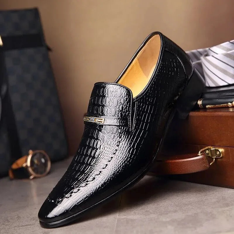 Men leather shoes new style luxury crocodile pattern men business formal shoes casual social shoes men wedding shoes