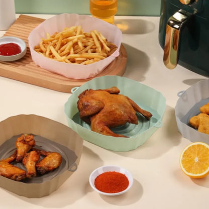 Multipurpose Air Fryer Pad Silicone Air Fryer Liners Accessories Cake Baking Pan Round Insulation Pad Tray Fryer Pad