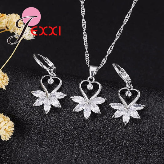 Wedding Accessories Jewelry Sets for Women Bridesmaid jewelry set 925 Sterling Silver Color Color Crystal Fashion Jewelry Set