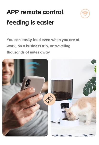 5L Double Bowls Smart Automatic Cat Feeder With Camera Cat Dry Food Video Dispenser Pet Smart Voice Recorder Auto Feeder For Dog