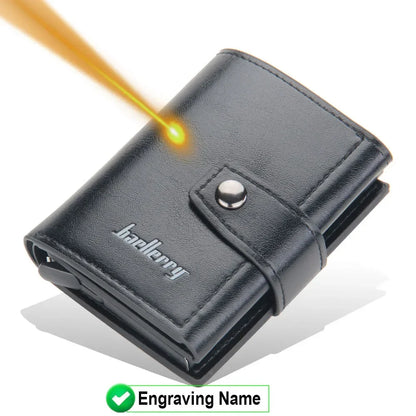 RFID Blocking Protection Men ID Credit Card Holder Wallet Leather Metal Aluminum Business Bank Card Case CreditCard Cardholder