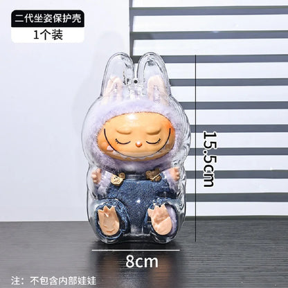 Labubu Case Sitting Party Transparent Protective Shell Dust Cover Protect Knapsack Hanging Decorations Christmas Gift Kids Toy