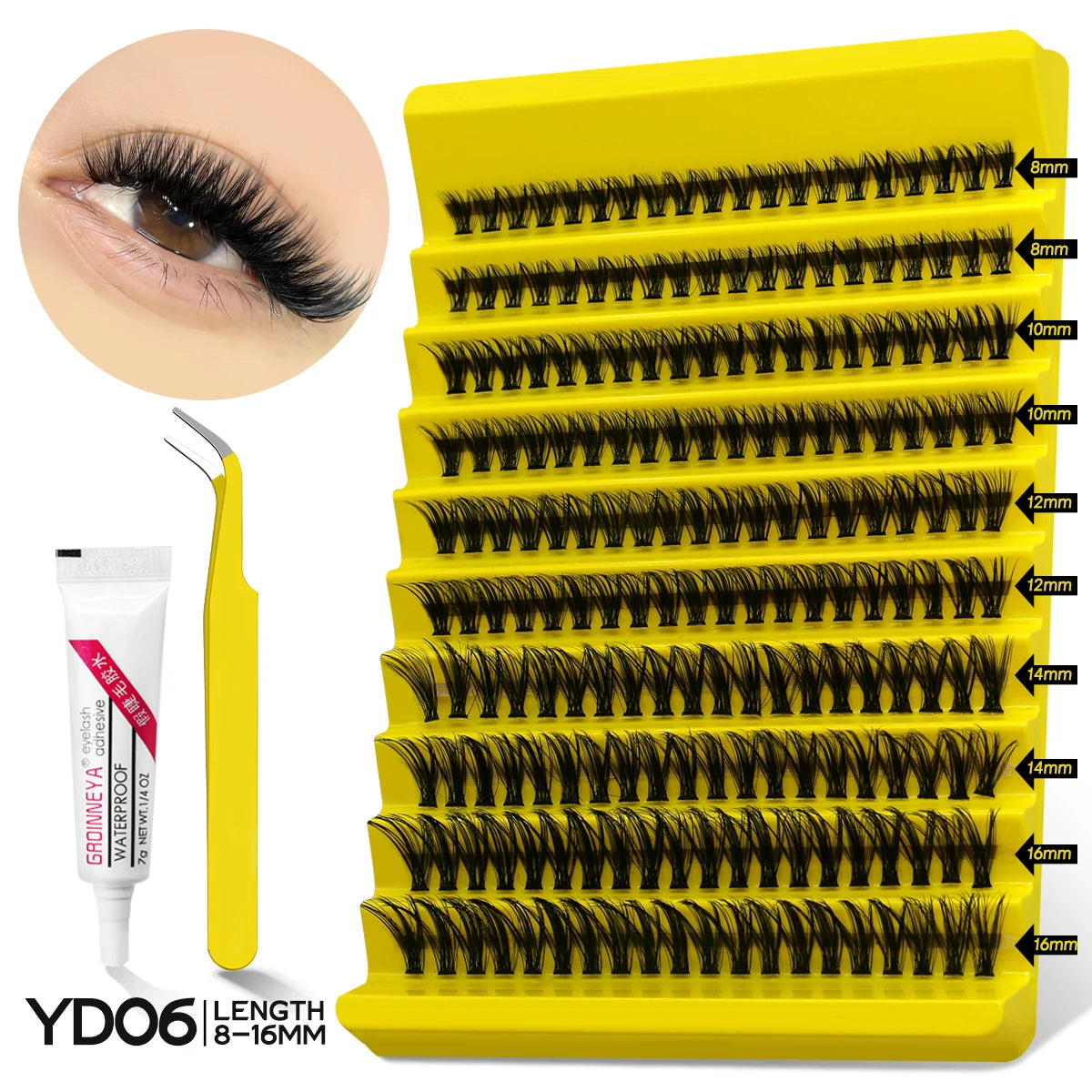 Diy Lash Extension Kit Cluster Eyelash Extension Kit Individual Lashes Kit Lash Bond and Seal Lash Glue and Lash Tweezers Makeup