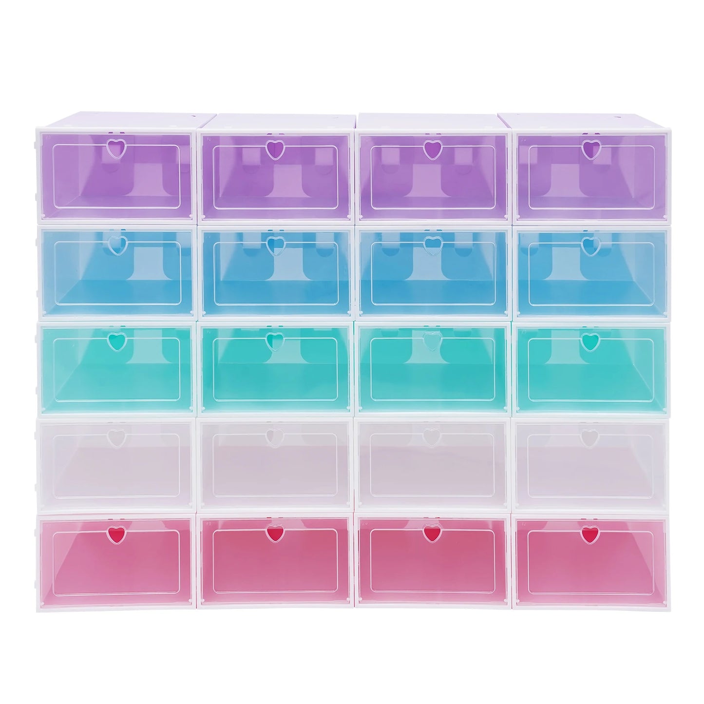 20Pcs Foldable Shoe Storage Boxes with Lids Transparent Stackable Containers Drawer Style PP Plastic Shoe Organizers