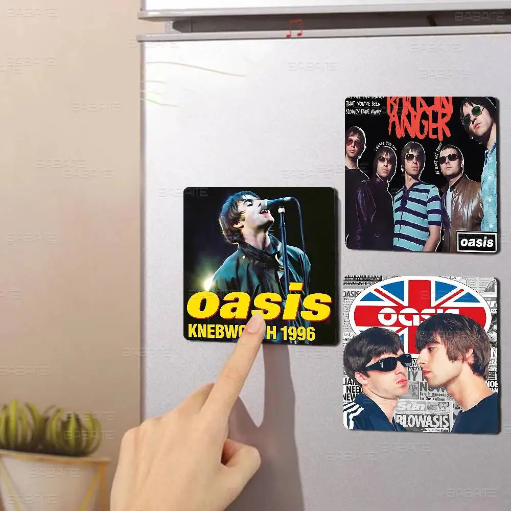 Rock O-Oasis Band  Fridge Magnet Photo Personalized For Office Family Kitchen Refrigerator Friends Gift Holiday Decor