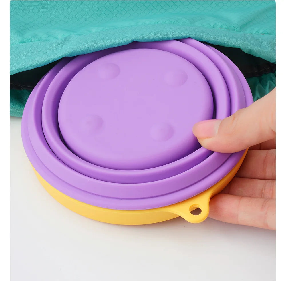 Silicone Bowl Foldable with Lid Camping Baby Travel Portable Round Large Food Container Heat Resistant Salad Bowl