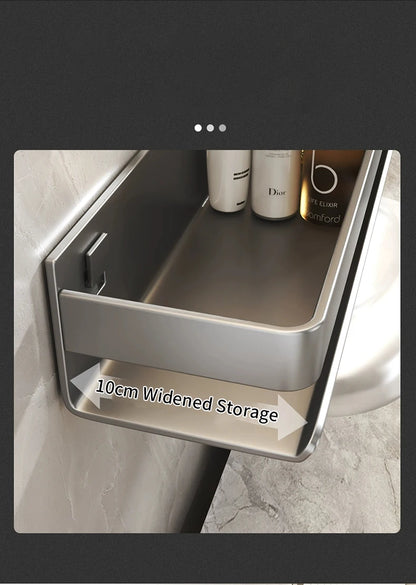Bathroom Accessories Shelf Organizer Shower Storage Rack Gray Wall Mounted Space Aluminum Toilet Shampoo Holder Shelves 30-50CM