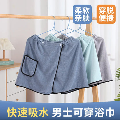 Men can wear a shower skirt soft skin absorbent quick drying bath towel wear and take off convenient bath home bath skirt beach