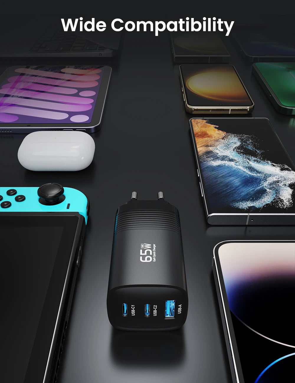 65W GaN USB Type C Fast Charger For Laptop PPS 45W PD QC 3.0 Quick Charge For iPhone 14 13  Samsung Xiaomi Realme Phone Charger