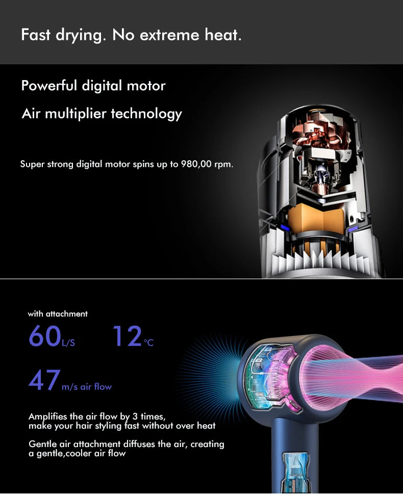 Professional Hair Dryer Super Hair Dryer 220V Leafless Hair dryers Home Curling Iron Salon Hair Styler Blow Drier