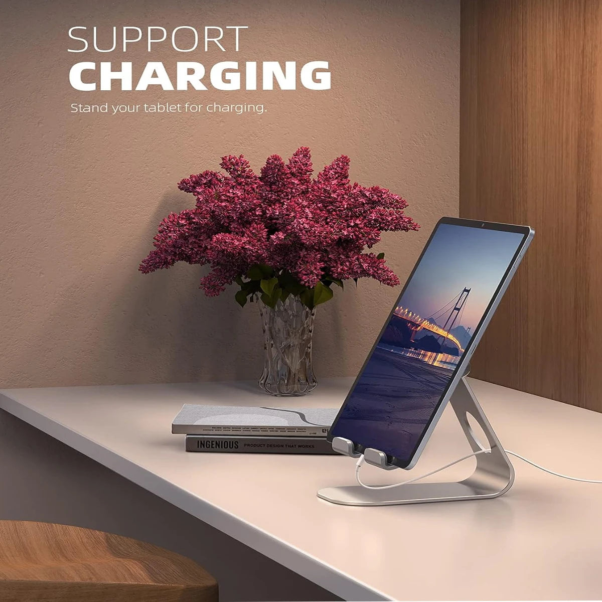 Tablet Stand, Adjustable Tablet Holder - Desktop Stand Dock Holder Compatible with 4-13" Tablet Such as iPad Pro 11, 9.7, 10.5,