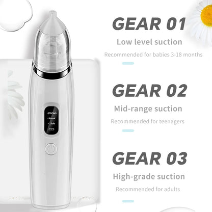 Baby Electric Nasal Aspirator Low Noise 3 Suction Levels Rechargeable Nose Sucker Cleaner Snot Booger Mucus Remover For Infant