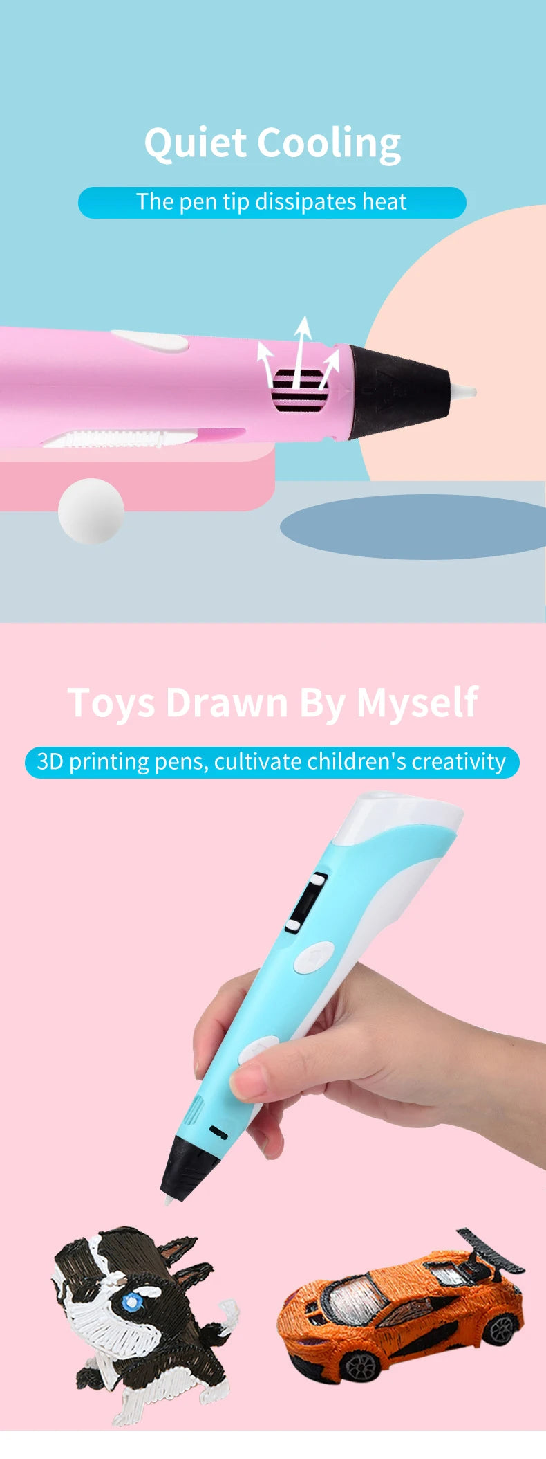 3D Pen For Children 3D Printing Drawing Pen DIY Funny Set for Kids Chidren Birthday Chrismas Creative Gift with PLA Filament