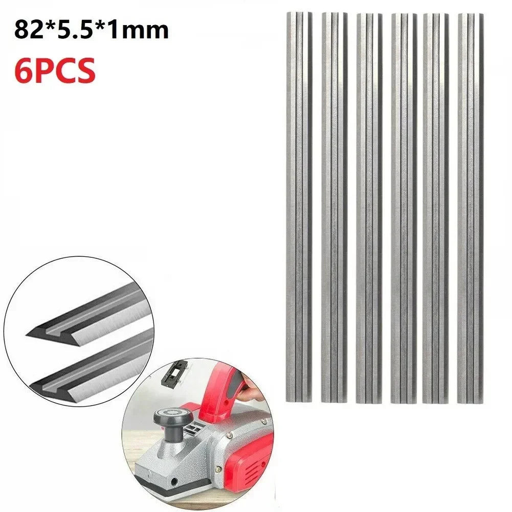 6pcs 82mm Electric Planer Blades HSS Electric Handheld Wood Planers Blades For MKA Woodworking Power Tools Accessories