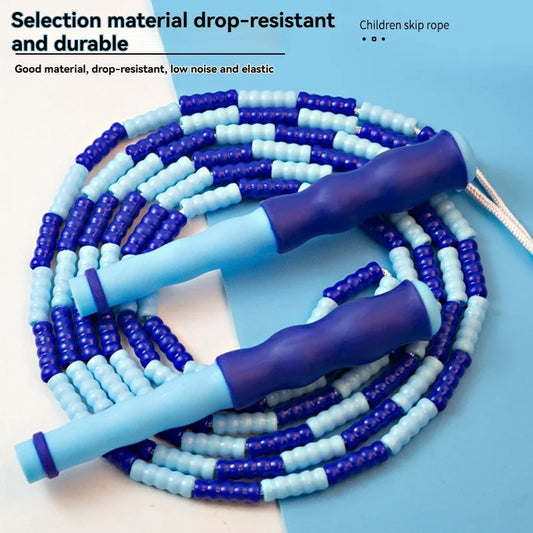 Wholesale adult and children's skipping ropes with colorful soft beads and bamboo nodes. Children's skipping ropes