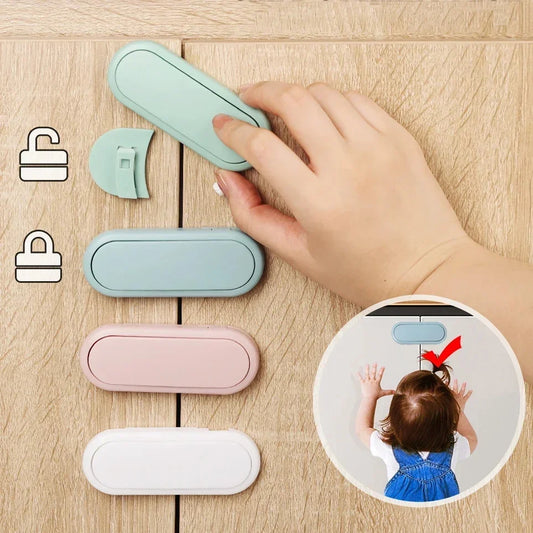 5pcs Children's Drawer Safety Latch Cabinet Door Protection Baby Anti Pinch Hand Invisible Lock Opposite Door Wardrobe Lock