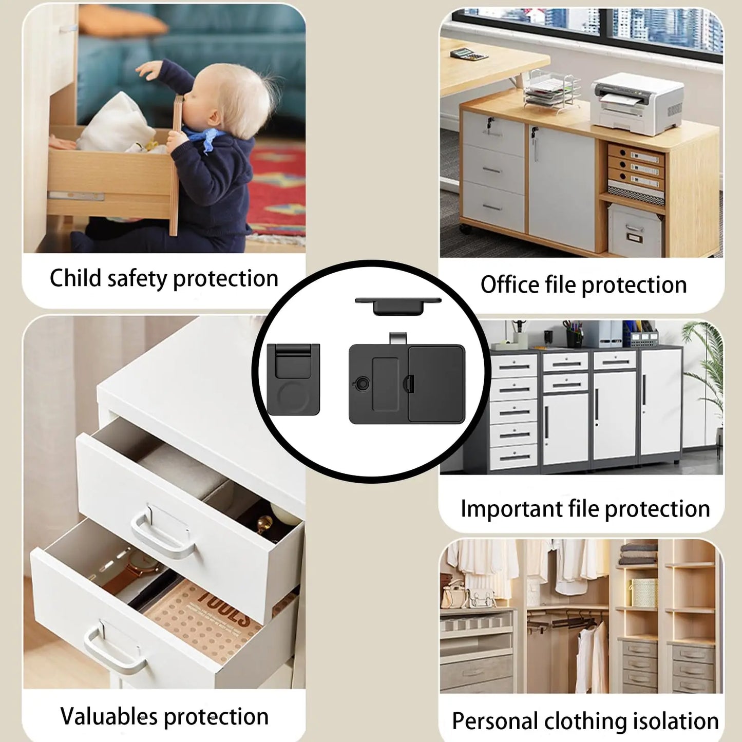 NFC Smart Cabinet Lock Magnetic Sensing Child Safety Baby Proofing Drawer Lock 2 Unlocking Methods Long Battery Life Universal