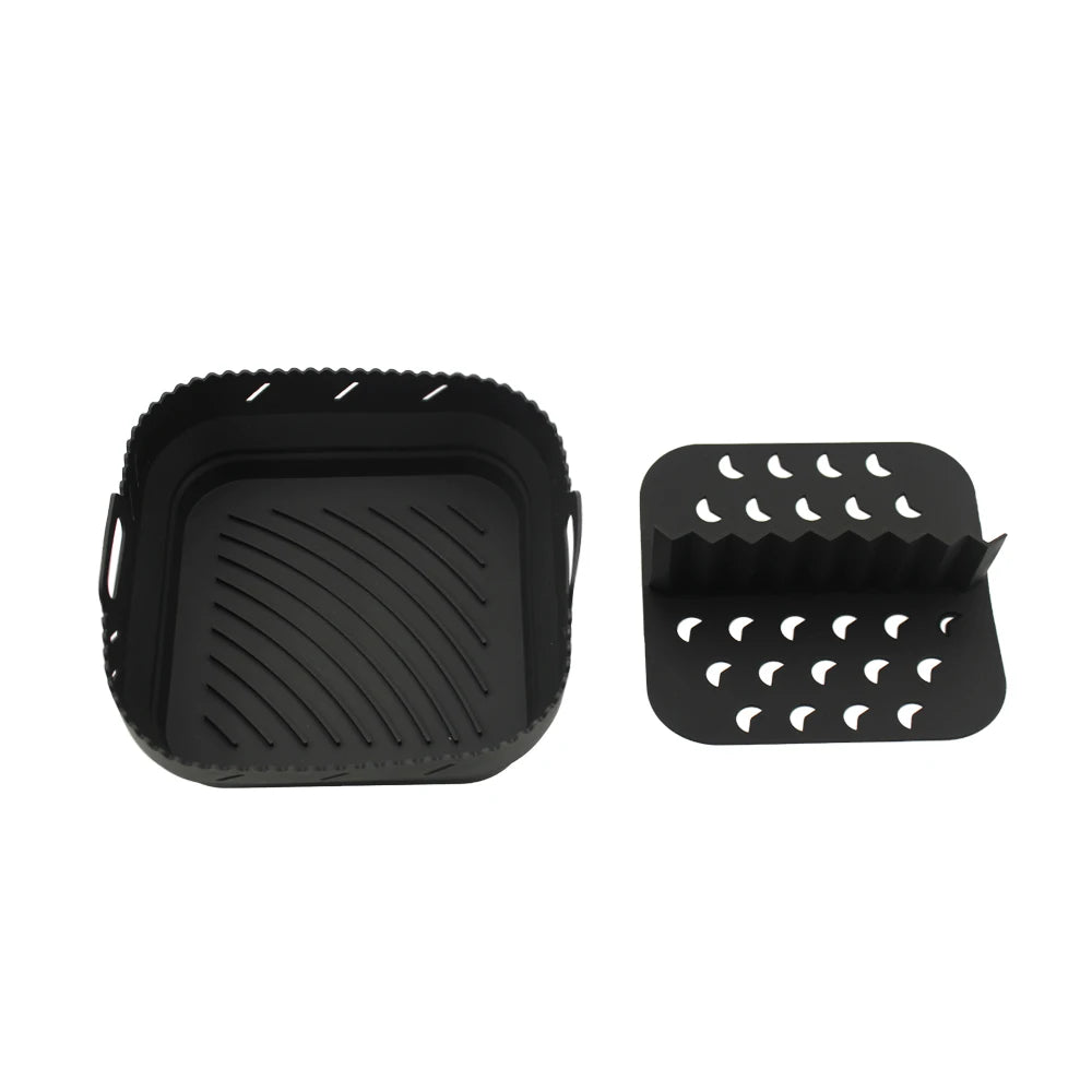 Dishwasher safe Square Silicone Air Fryer Liner Reusable Heat Resistant eazy clean air fryer silicone liners with divider