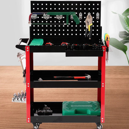 Mechanical Workshop Tools with Wheels, Tool Carts 3-layer Mobile Tool Car, Multifunctional and Heavy-duty Auto Repair Parts Car