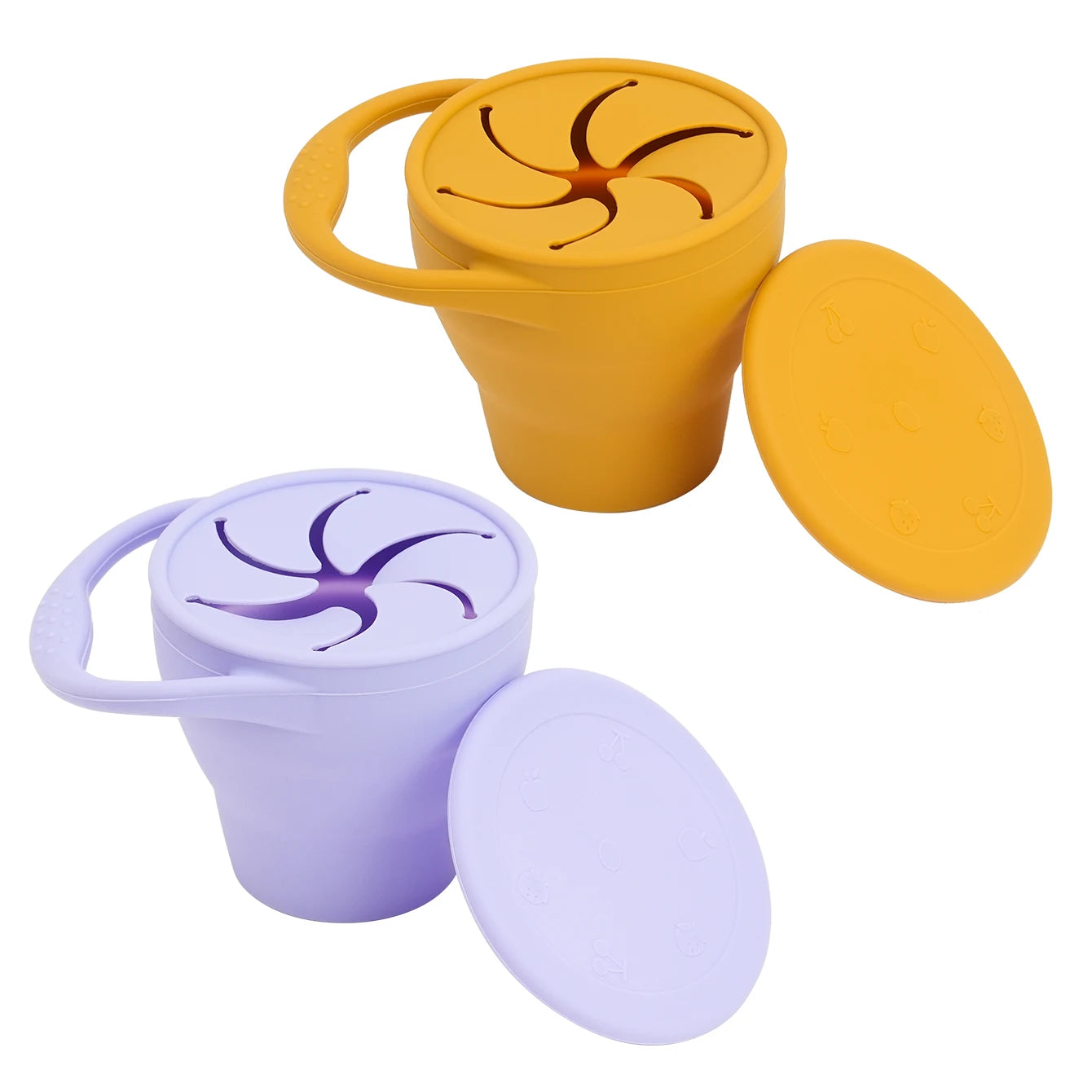1Pcs Solid Colors Baby Snack Cup Collapsible Portable Food Storage Box Silicone Feeding Snacks Container With Lid Baby Stuff