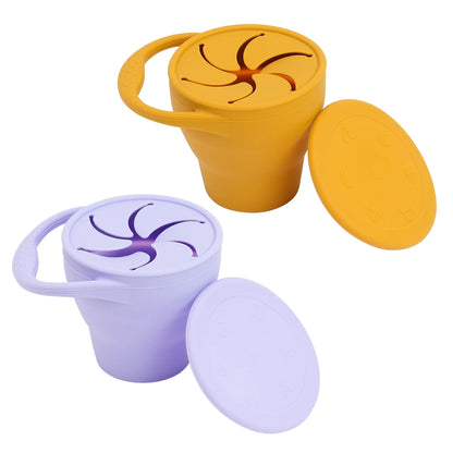 1Pcs Solid Colors Baby Snack Cup Collapsible Portable Food Storage Box Silicone Feeding Snacks Container With Lid Baby Stuff