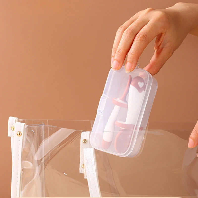 Baby Tableware Set Children Utensil Silicone Toddler Dinnerware Cutlery Cartoon Infant Food Feeding Spoon Fork Baby Gadgets