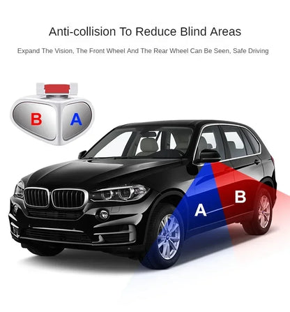 Car Blind Spot Mirror 1 Pair Front Wheel Auxiliary Rearview Double-Sided Mirror Wide Angle Mirror 360 Degree Adjustable for Cars