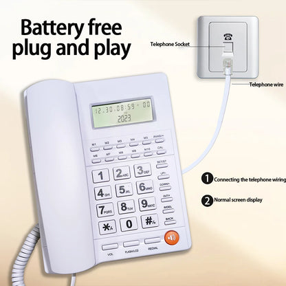 Desk Corded Telephone With Display Home Fixed Landline Phone quick dialing hands-free etc for Home Hotel Office Restaurant