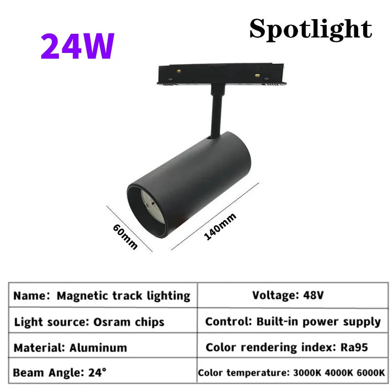 Magnetic Track Light Grille Flood Lamp Modern Embedded Flexible Linear Fixture LED Spotlight DC48V Ceiling Indoor Living